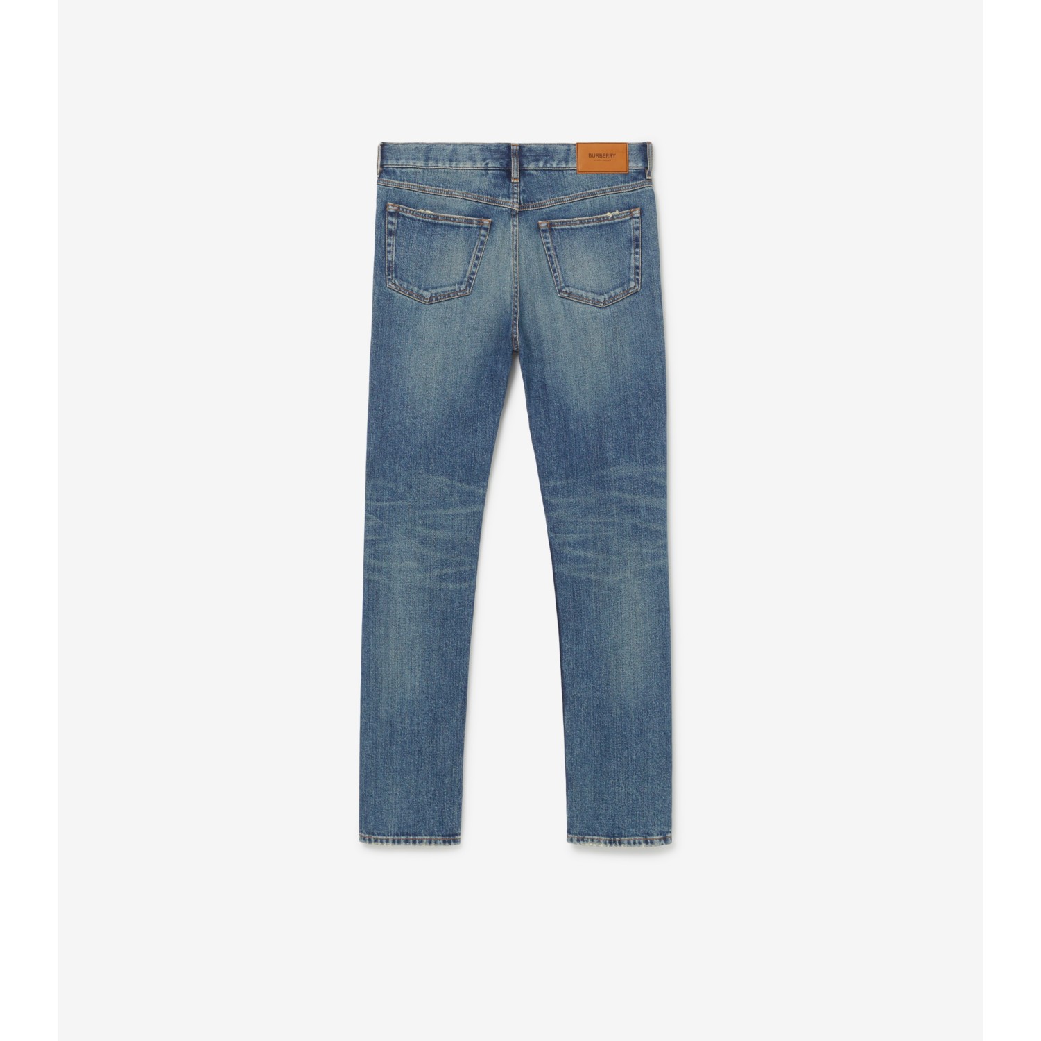 Calças jeans em brim japonês stretch com corte slim