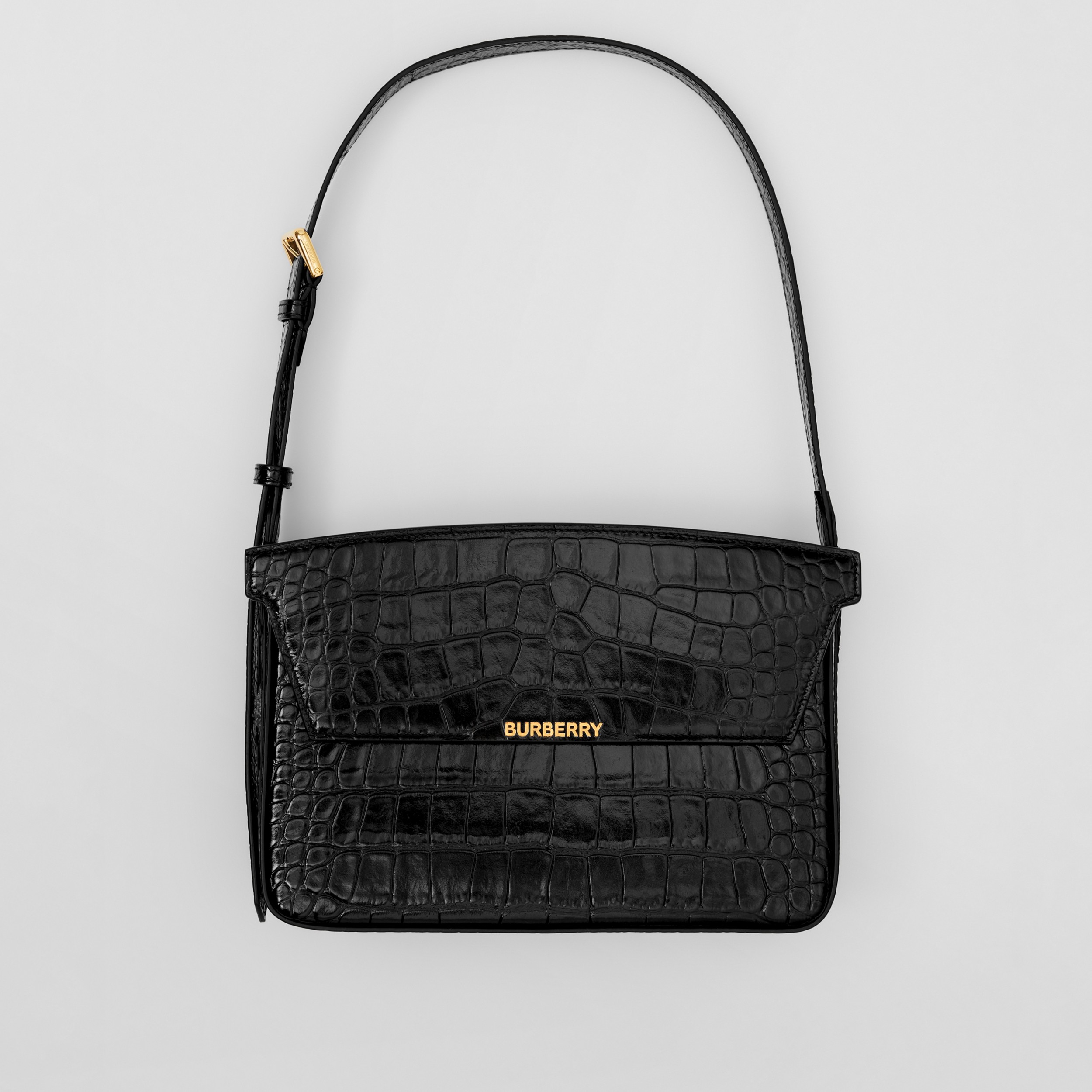 Embossed Leather Catherine Shoulder Bag in Black - Women | Burberry®  Official