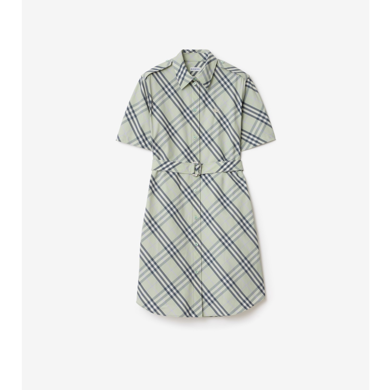 Check Cotton Shirt Dress in Seafoam green - Women | Burberry® Official