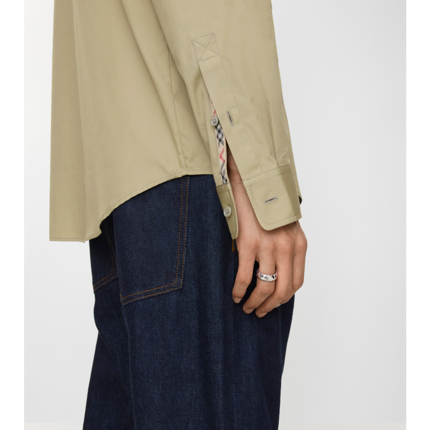 Regular Fit Cotton Poplin Shirt in Sparrow beige - Men | Burberry® Official