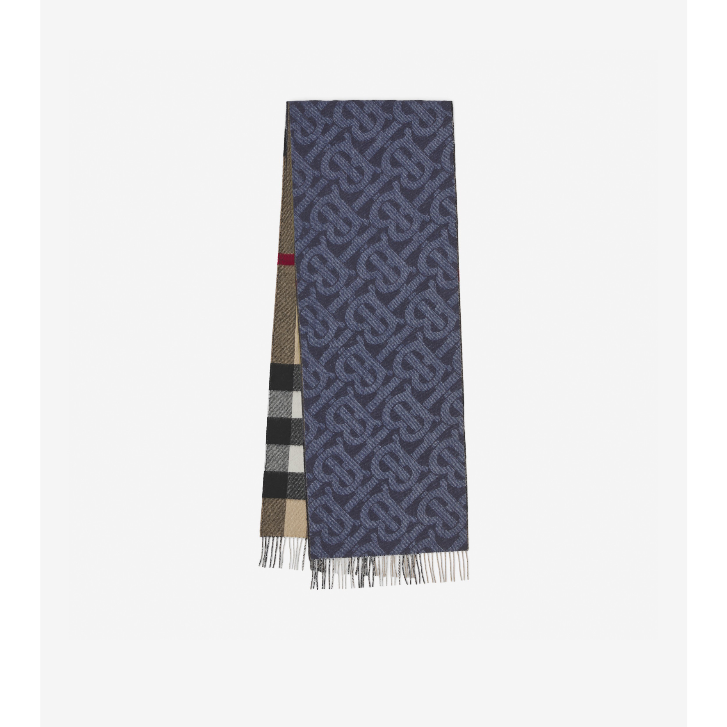 Burberry Check Monogram Cashmere Scarf Natural / White