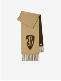 B Shield Wool Brewed Protein™ Cashmere Blend Scarf in Sand.