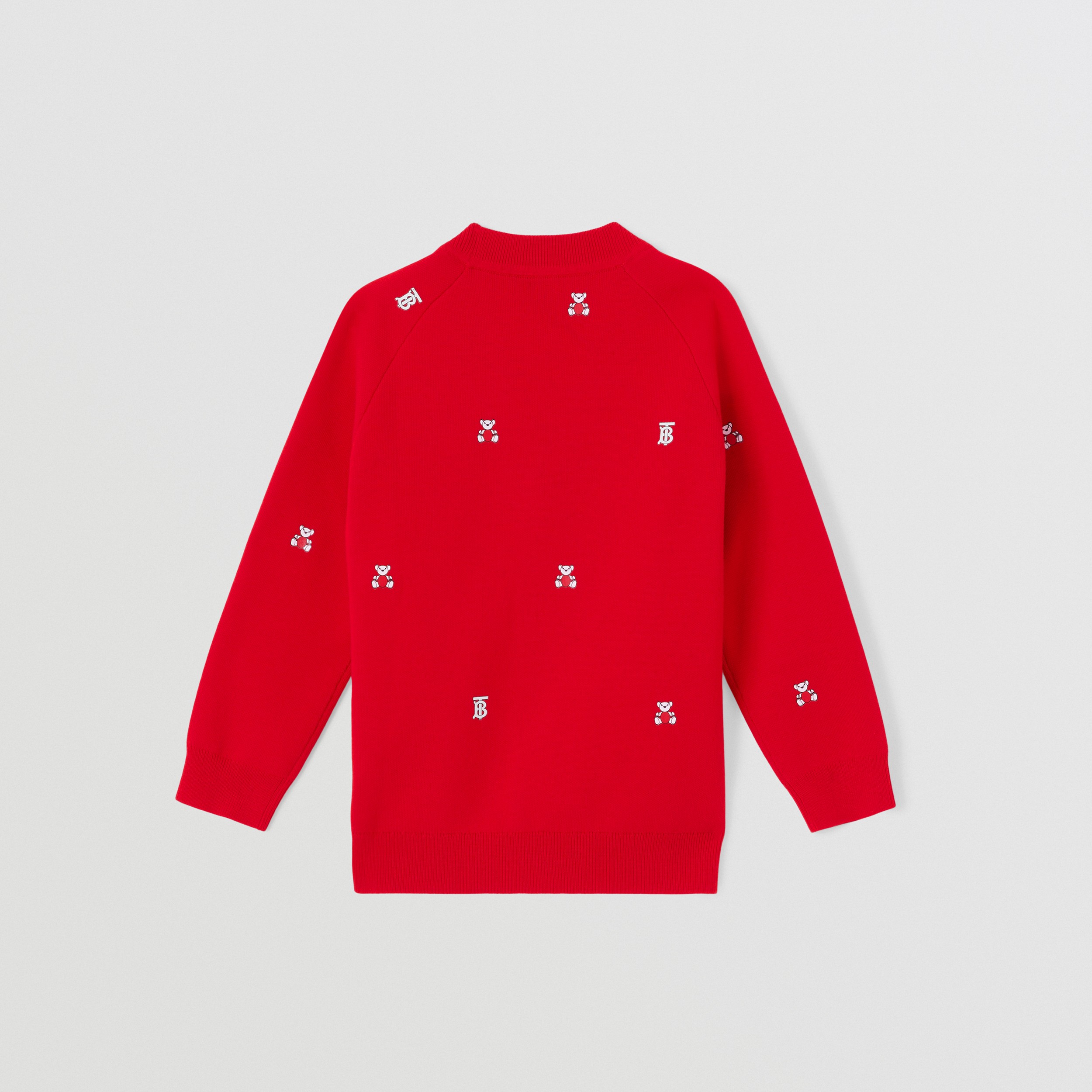 Thomas Bear Print Wool Blend Cardigan in Bright Red | Burberry® Official - 4