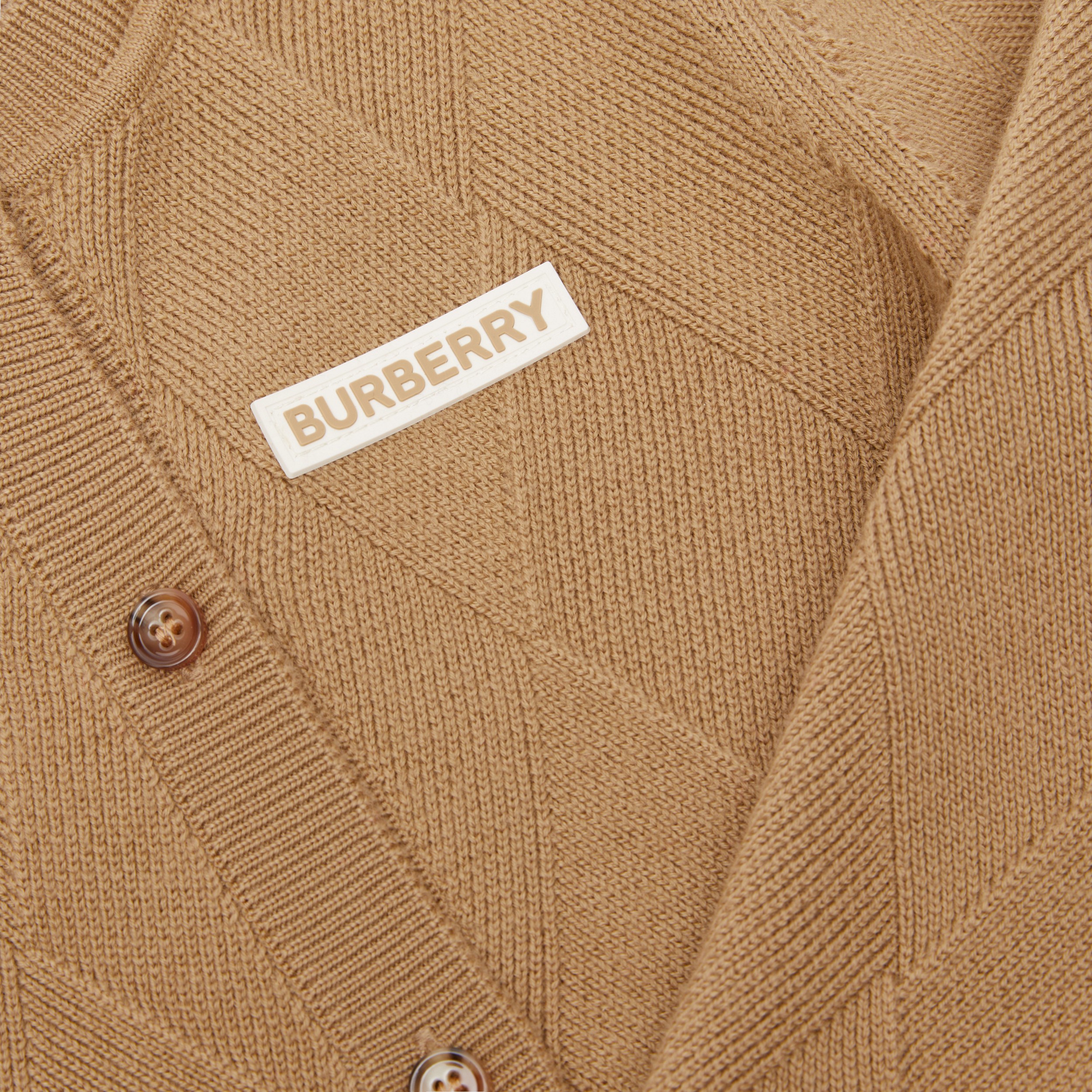 Logo Appliqué Argyle Intarsia Wool Cardigan in Archive Beige | Burberry® Official - 2