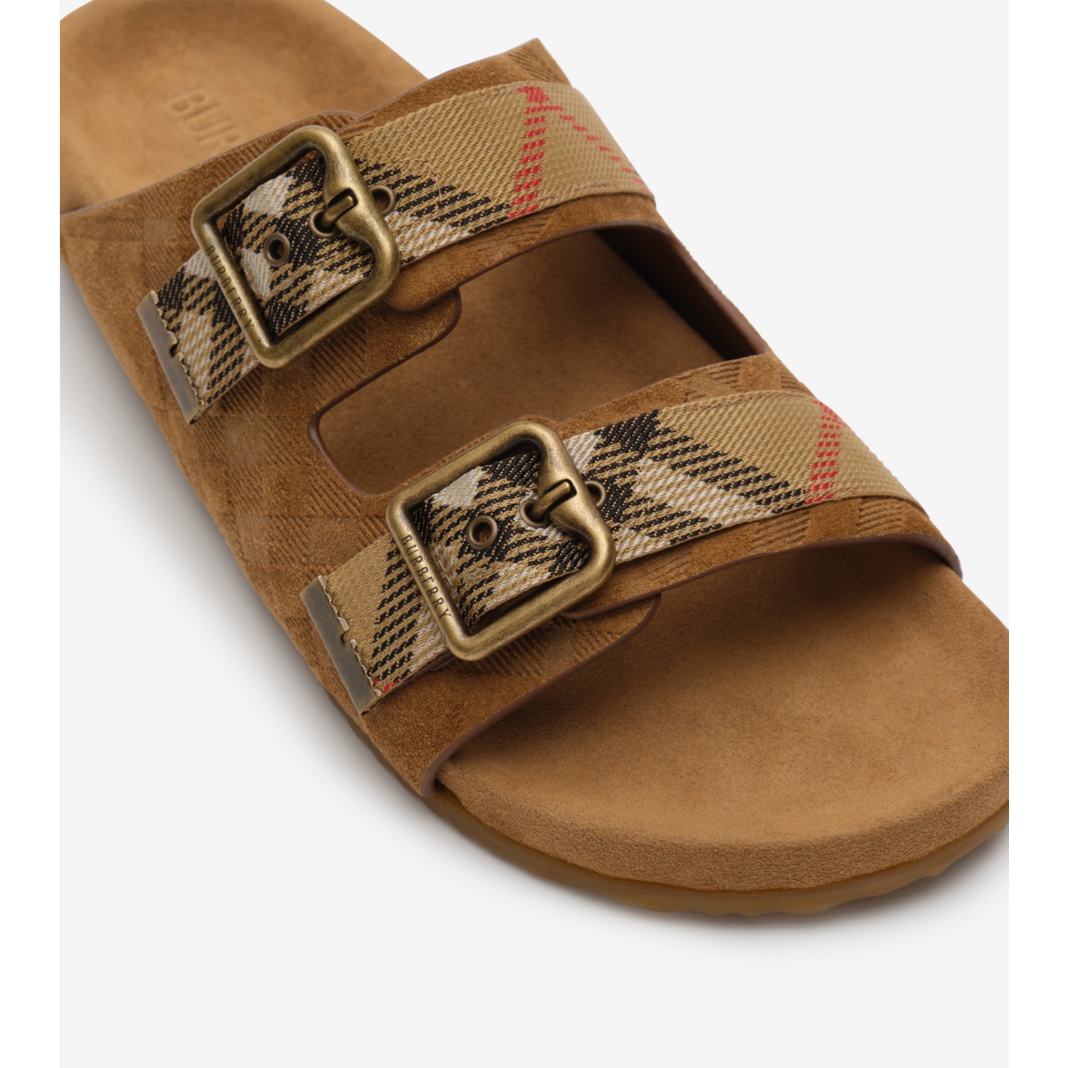 Check Suede Urchin Sandals in Jute beige - Women | Burberry® Official
