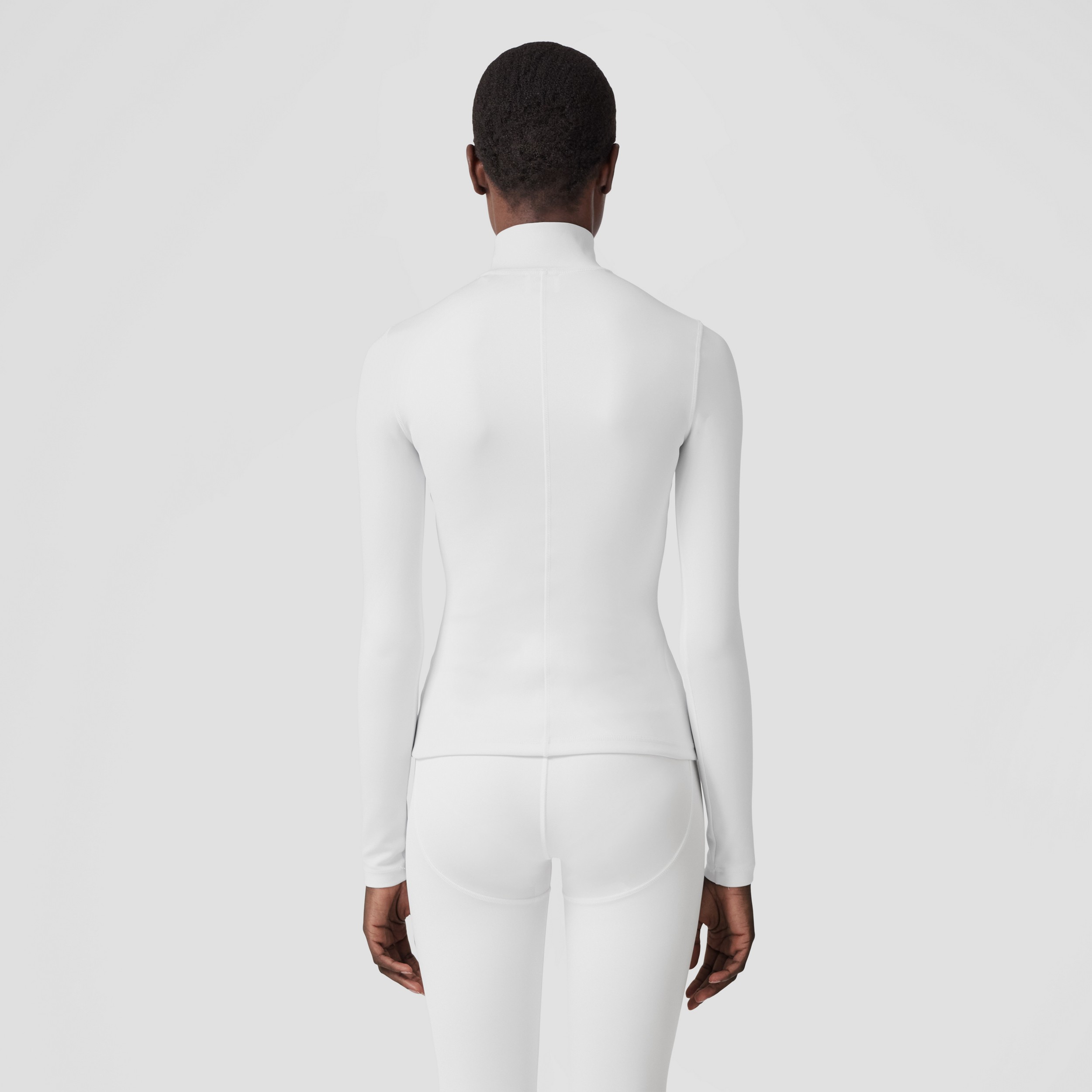 Top a collo alto in jersey stretch con logo (Bianco) - Donna | Sito ufficiale Burberry® - 3