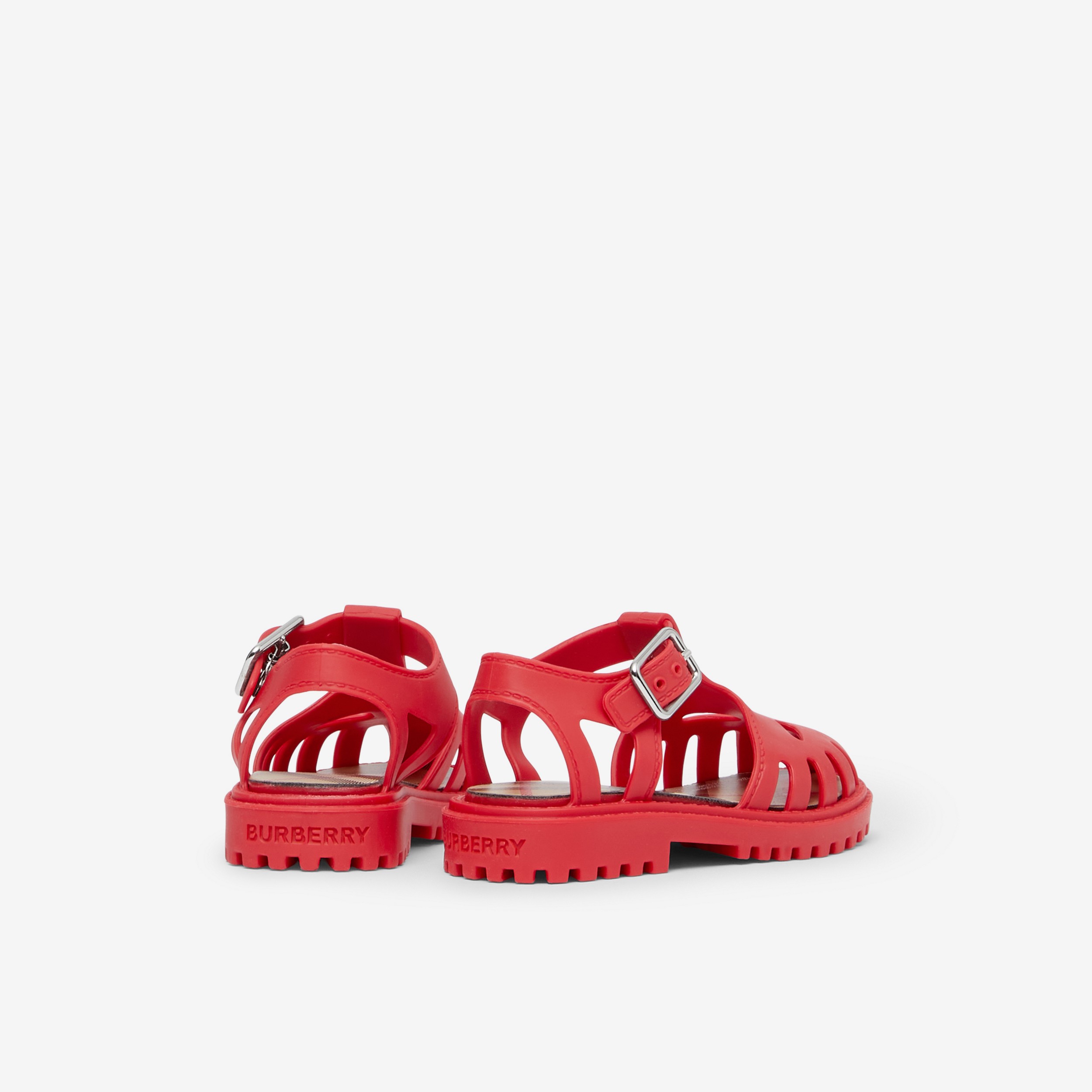 Vintage 格纹内衬橡胶凉鞋 (亮红色) - 儿童 | Burberry® 博柏利官网 - 3