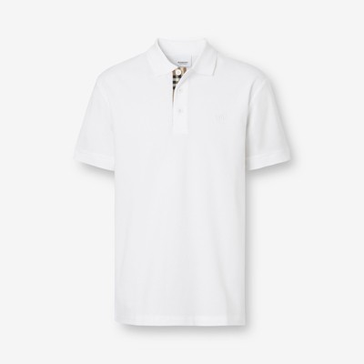 Monogram Motif Cotton Piqué Polo Shirt in White - Men | Burberry® Official