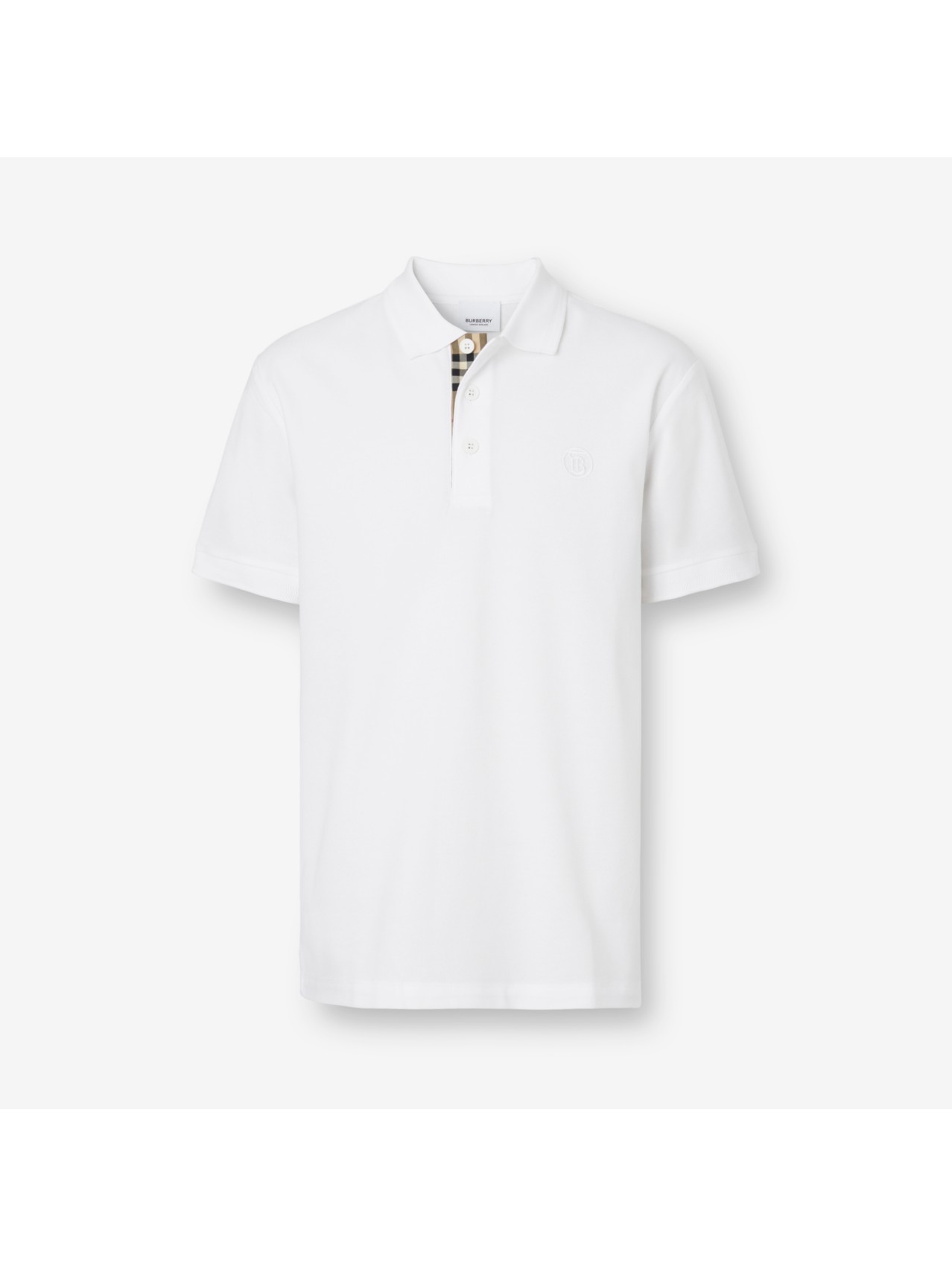 Icon Stripe Collar Cotton Piqué Polo Shirt in White - Men | Burberry®  Official