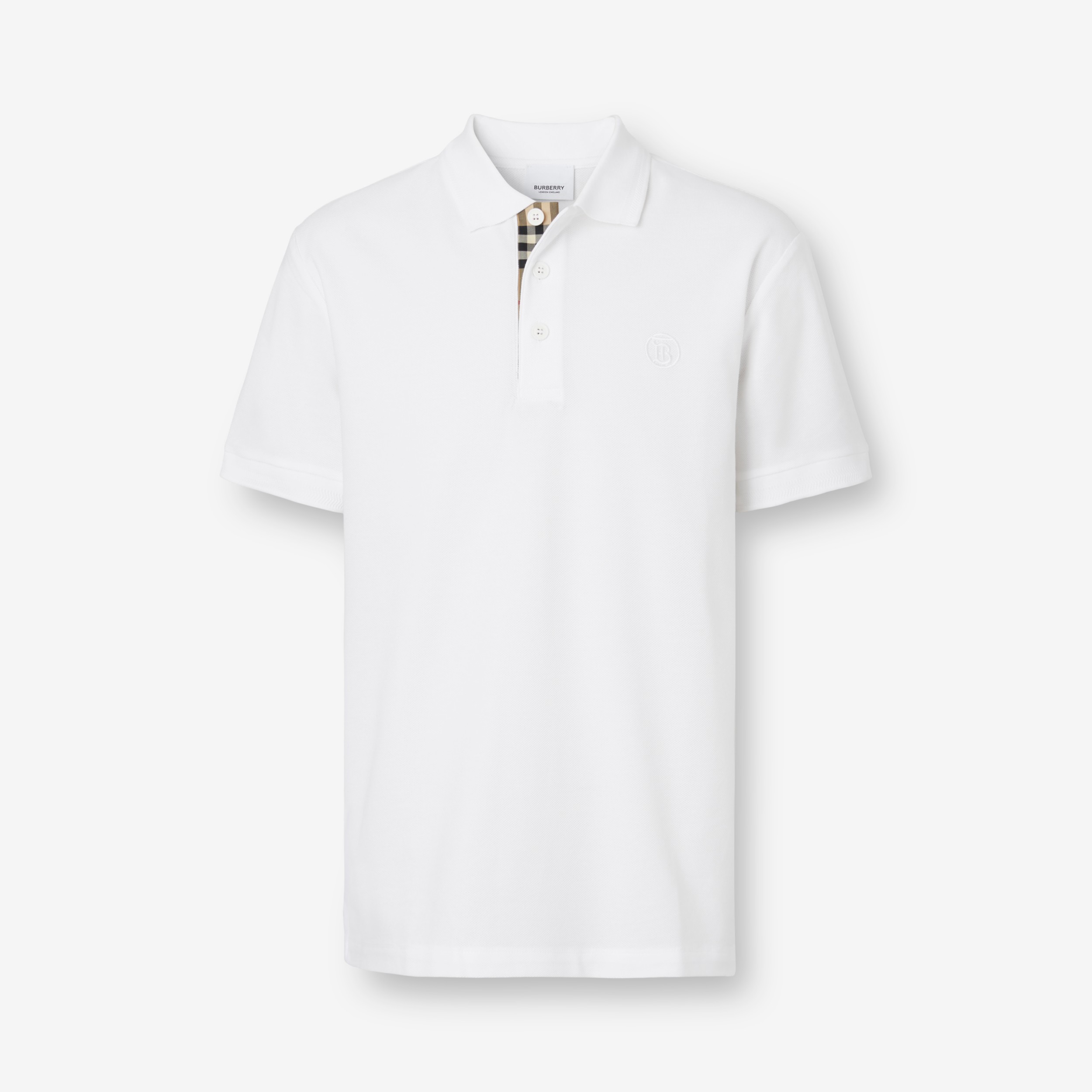Monogram Motif Cotton Piqué Polo Shirt in White - Men | Burberry® Official