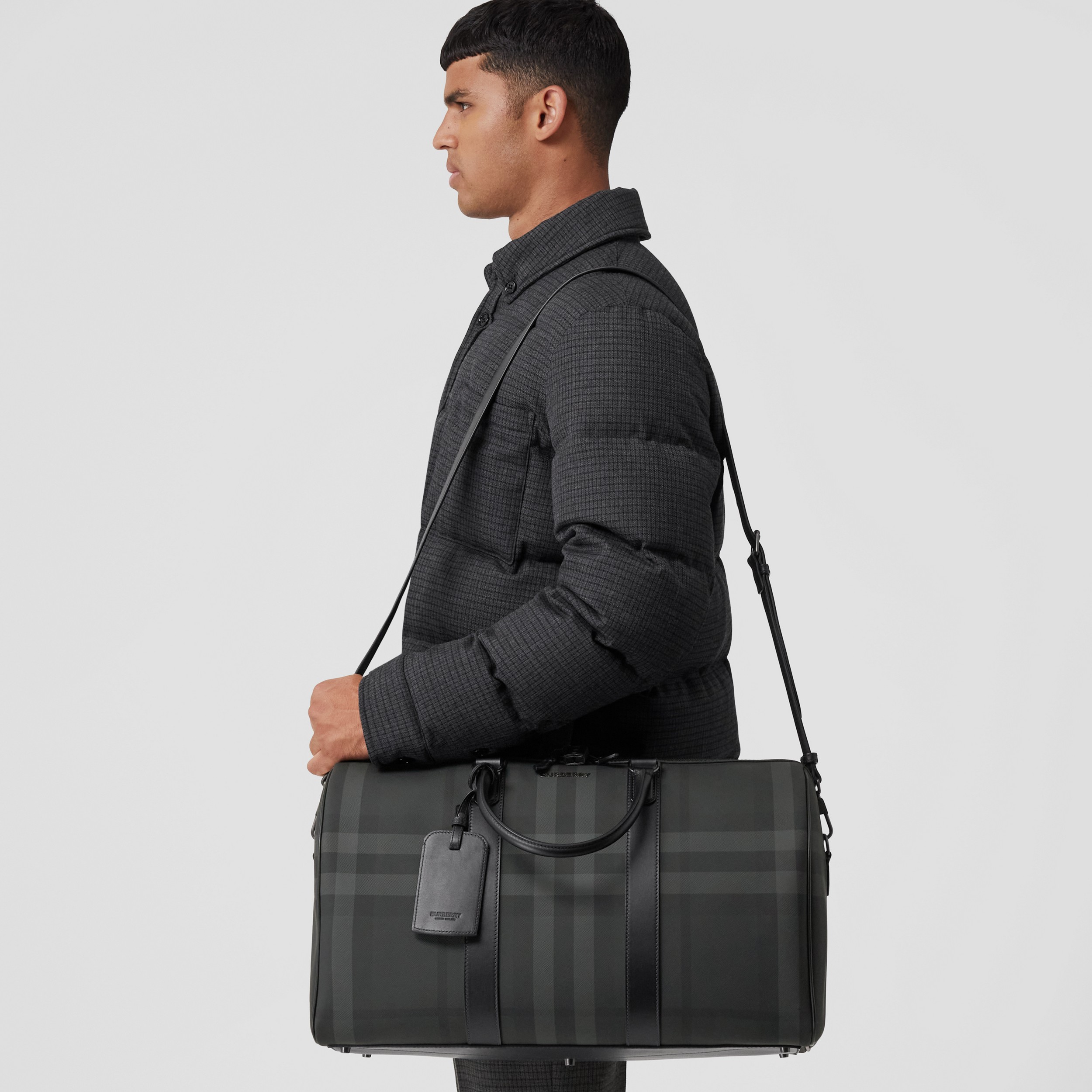 Charcoal Check Boston Holdall - Men | Burberry® Official - 3