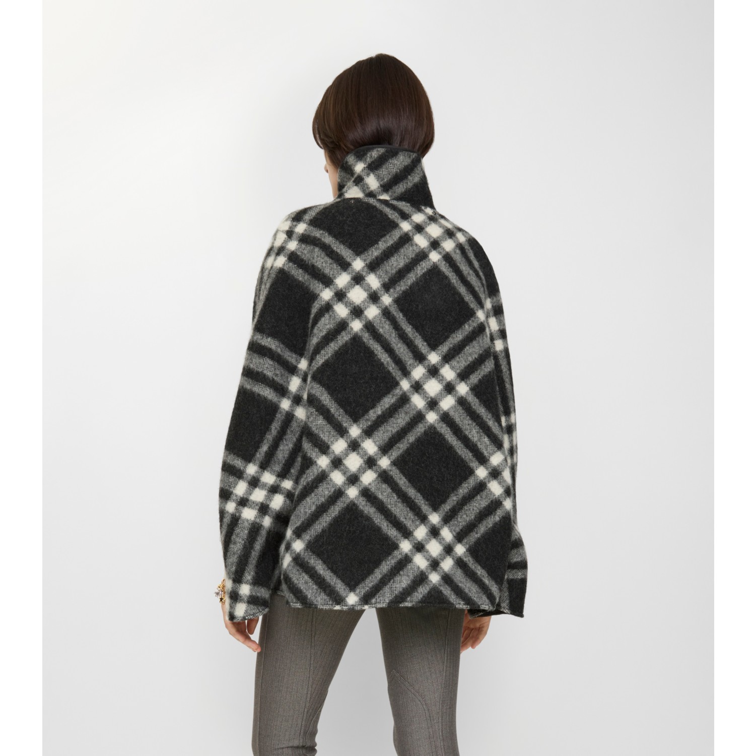 Check Wool Poncho