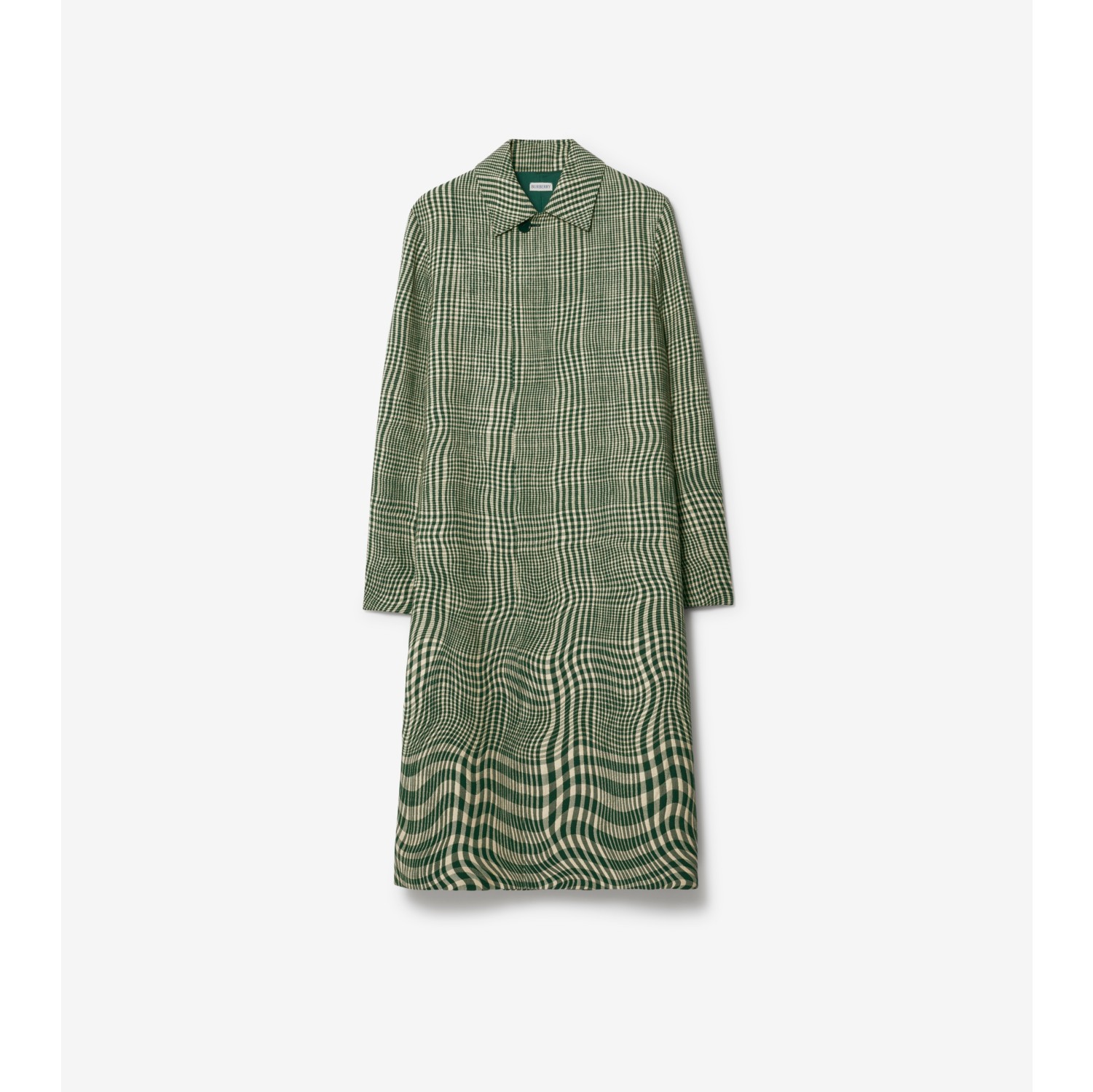 Long Warped Houndstooth Silk Blend Car Coat