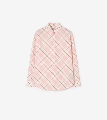 burberry pink dress shirt Burberry Relaxed Fit Check Cotton Shirt Flora Pink, Size: 02