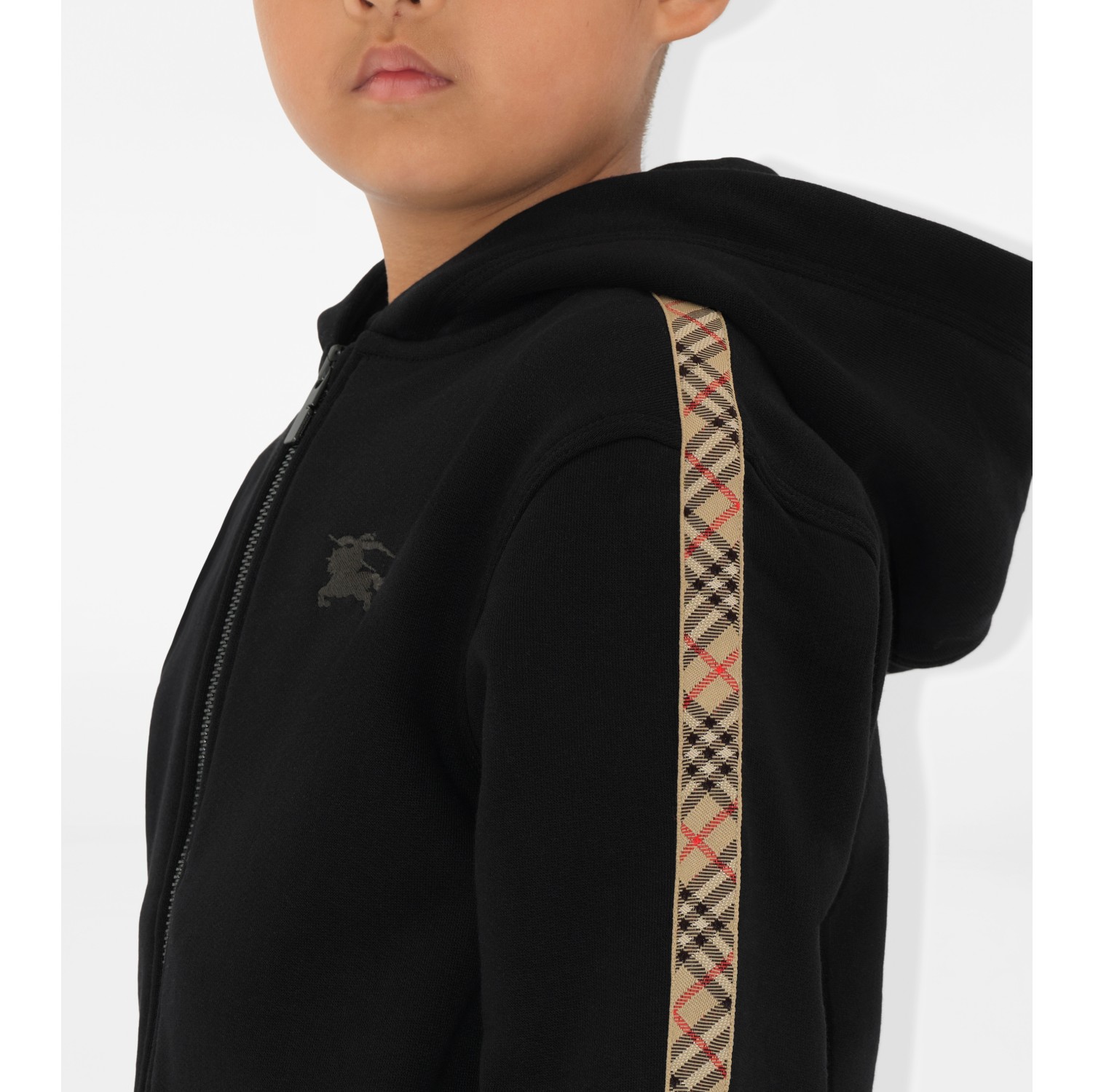 Hoodie zippé en coton avec Check