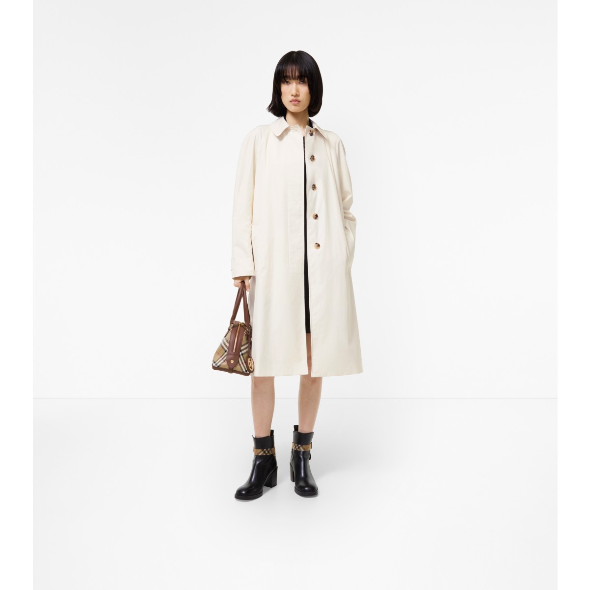  Check Long Tropical Gabardine Car Coat