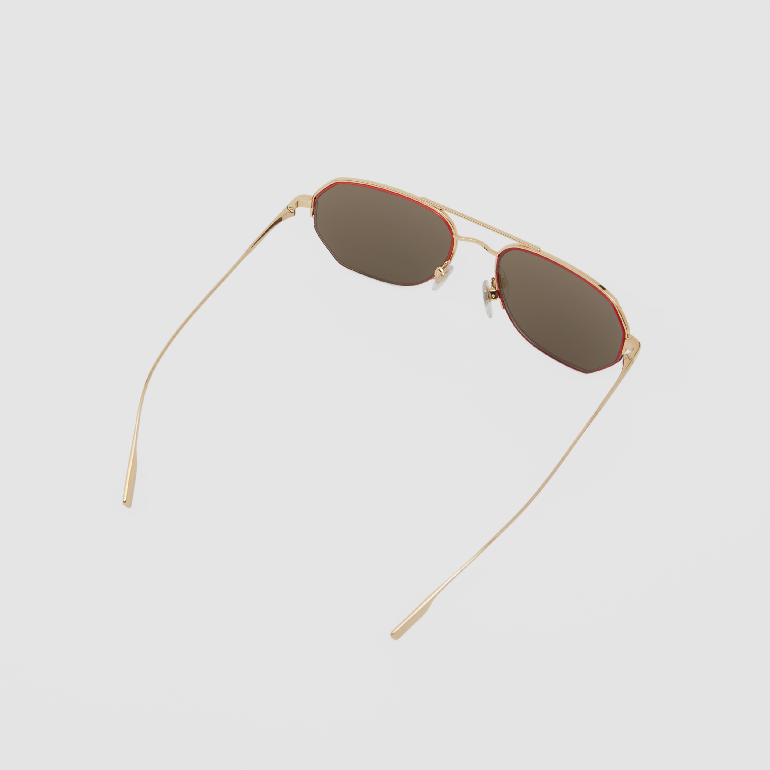 Geometric Frame Sunglasses in Golden Brown Men Burberry® Official