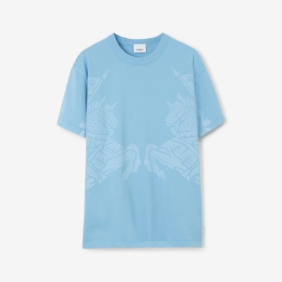 Burberry Ekd Print Cotton Oversized T-shirt In Cool Denim Blue