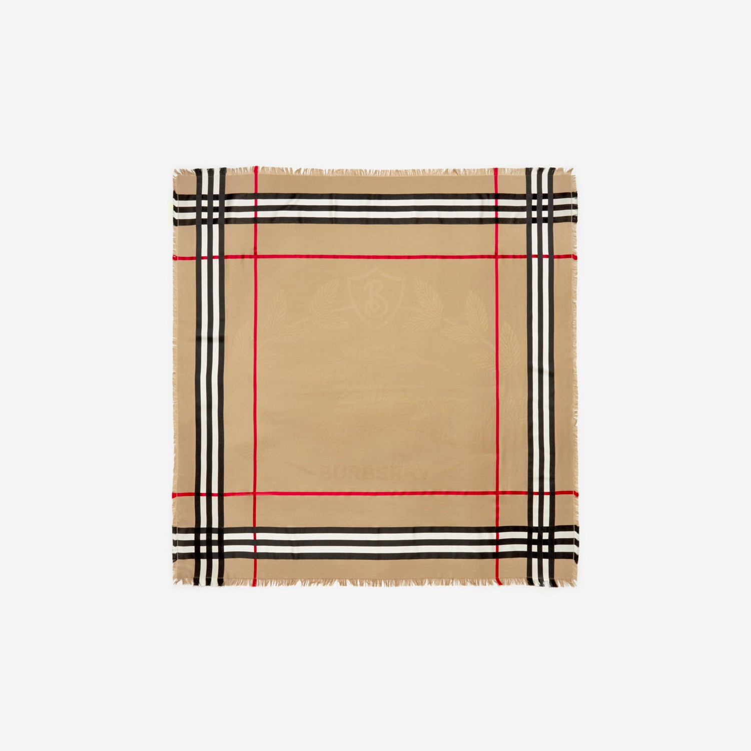 Grand carré de soie et laine à imprimé montage (Beige D'archive) | Site officiel Burberry®