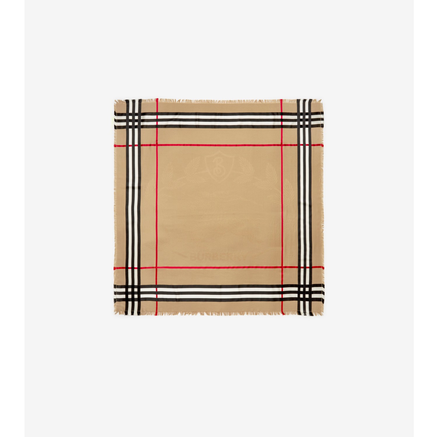 EKD Check Silk Wool Scarf in Archive Beige | Burberry® Official