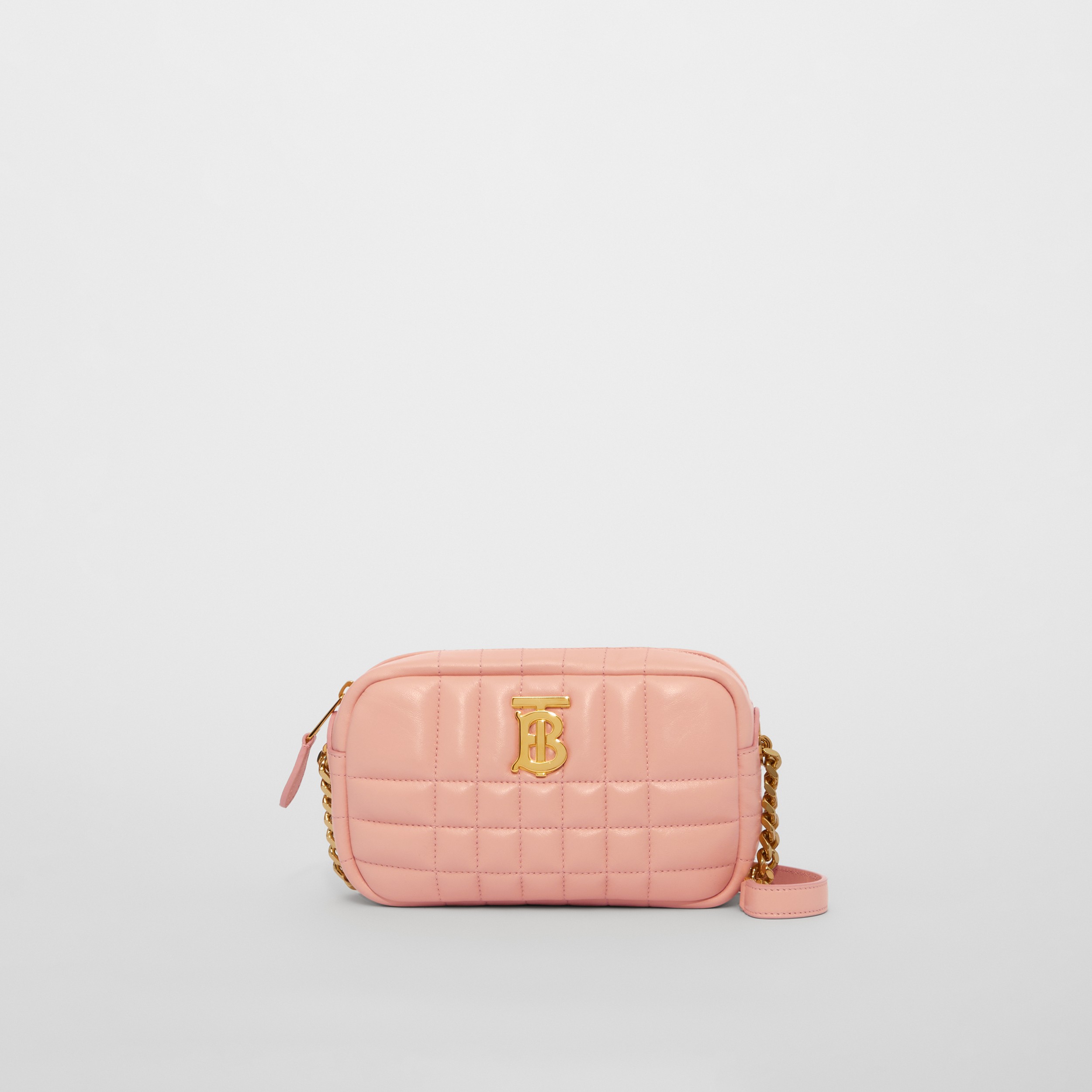 Mini Quilted Lambskin Lola Camera Bag in Peach Pink - Women | Burberry® Official - 1