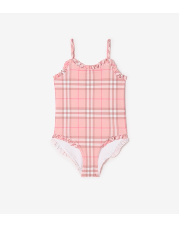 Ruffle Trim Check Swimsuit