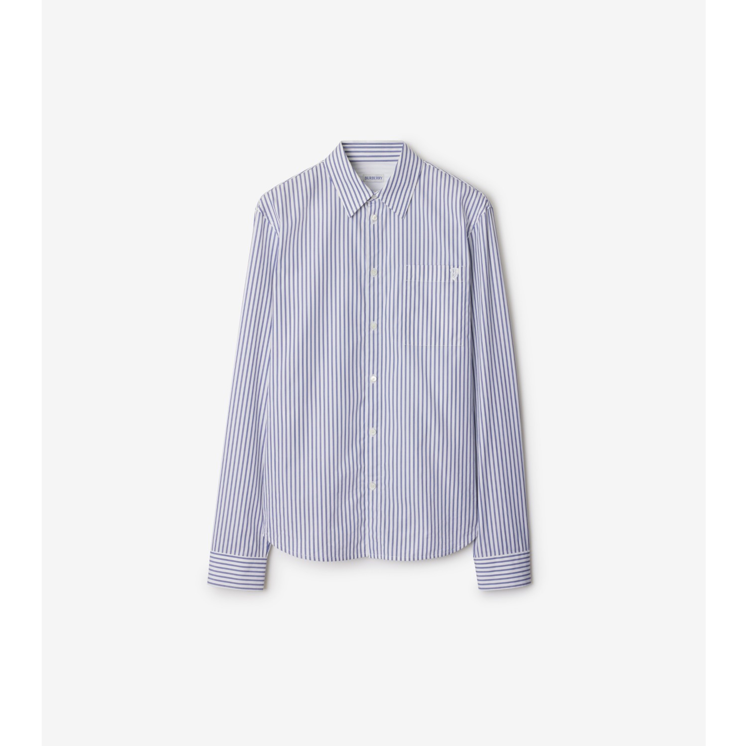 Relaxed Fit Striped Cotton Shirt in Iris chalk Men Burberry Official