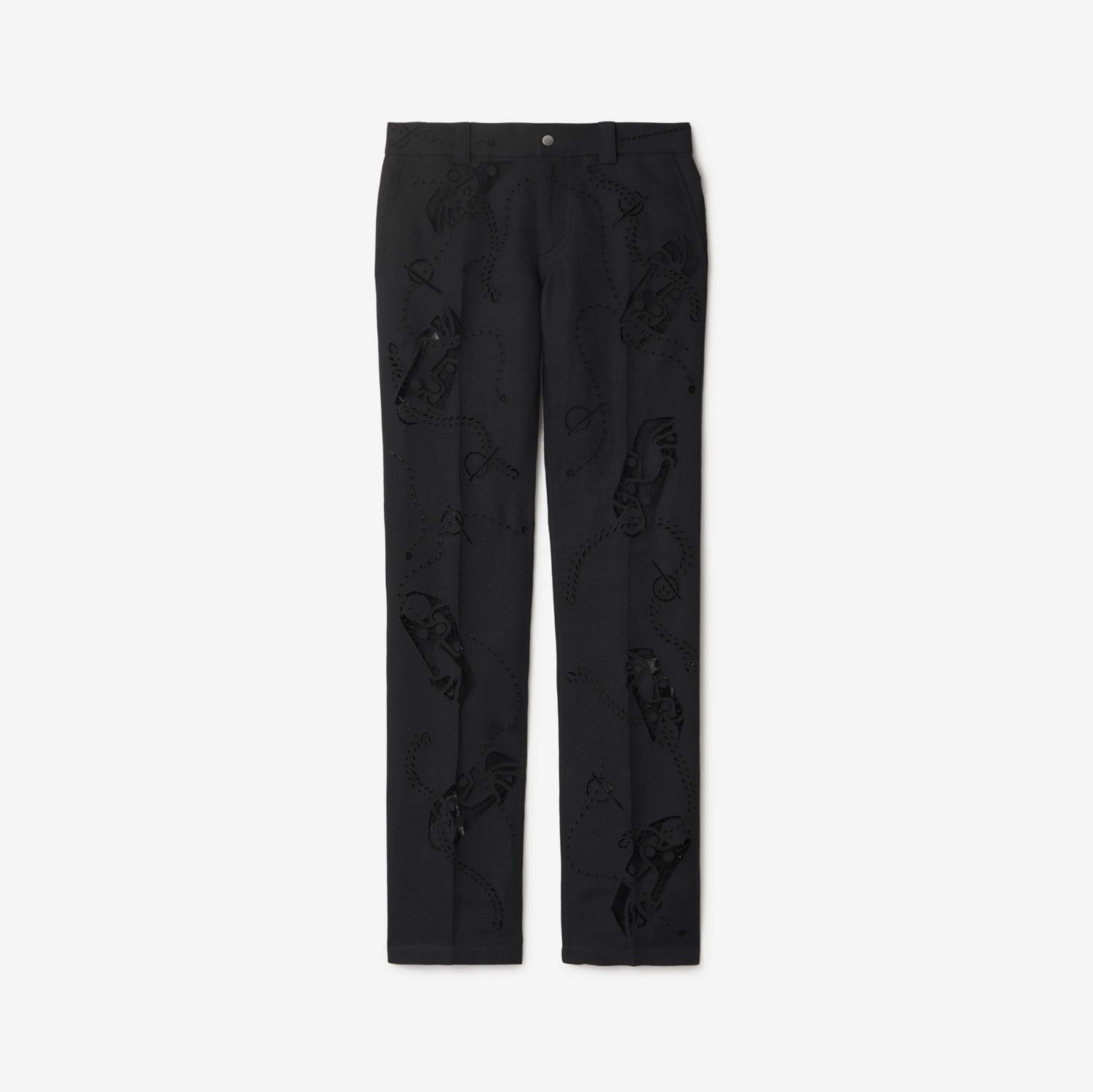 Broderie Anglaise Canvas Trousers in Black - Women, Technical | Burberry® Official