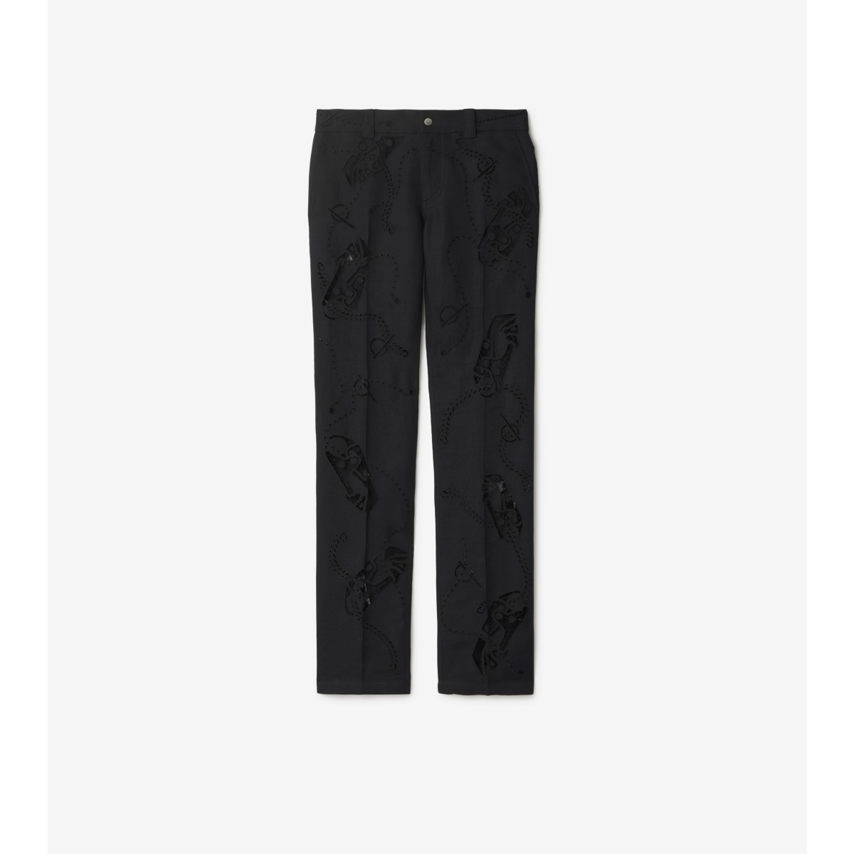 Burberry Broderie Anglaise Canvas Trousers In Black