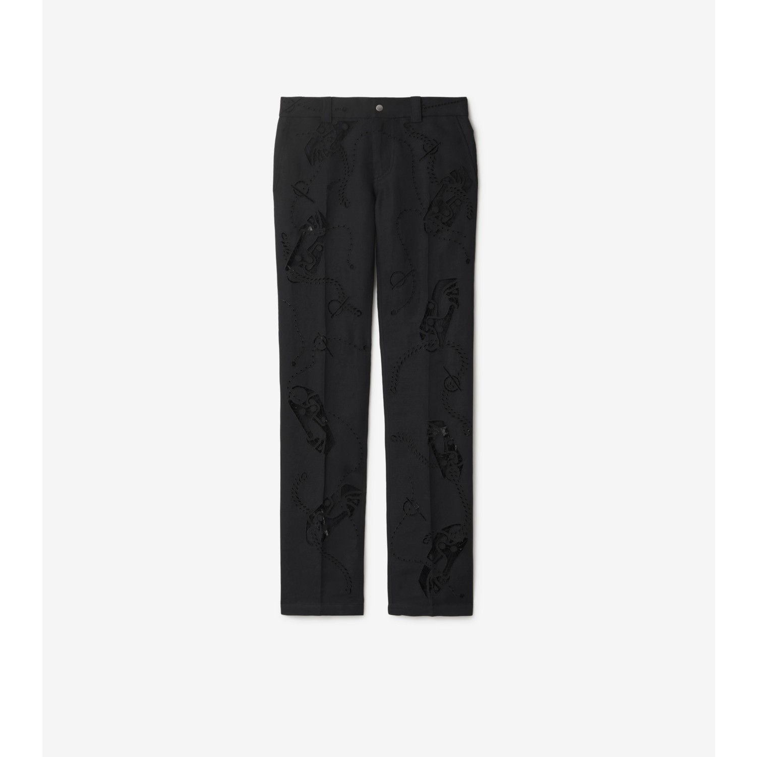 Broderie Anglaise Canvas Trousers in Black - Women, Technical | Burberry® Official