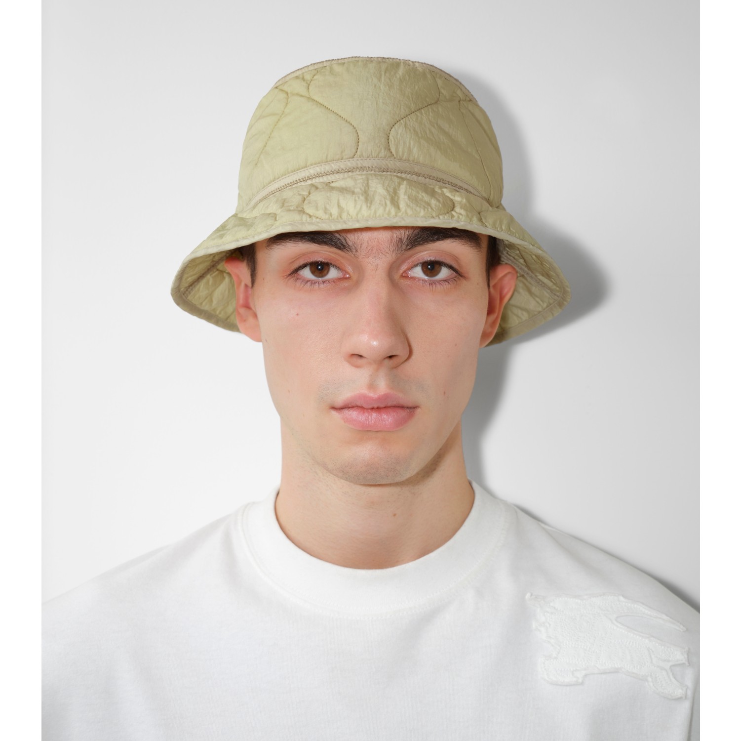 Quilted Nylon Bucket Hat in Soap Men Burberry® Official