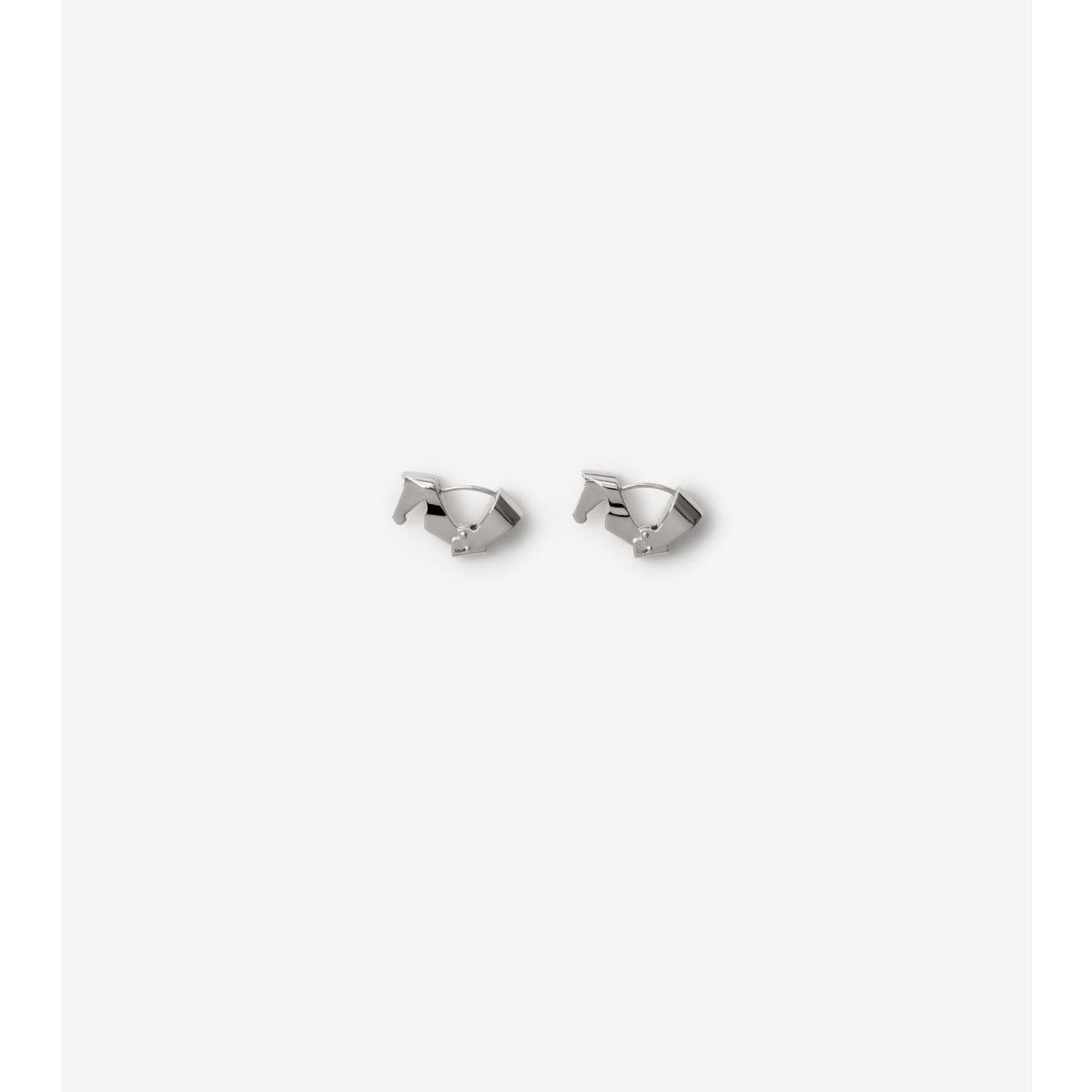 Shop Burberry Horse Hoop Earrings In Silver