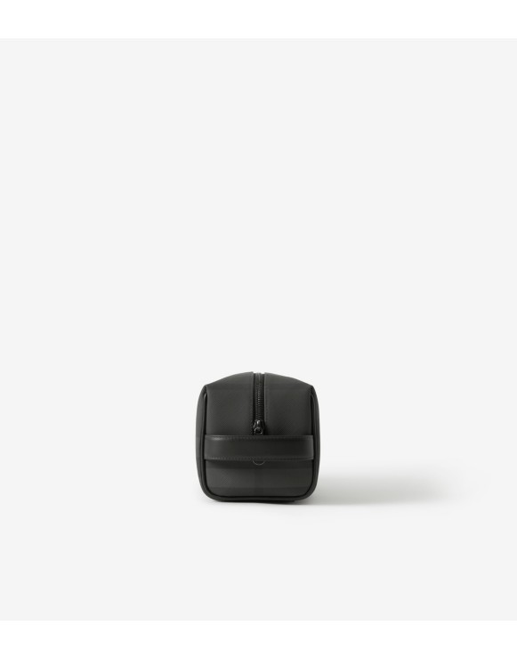 Check and Leather Travel Pouch