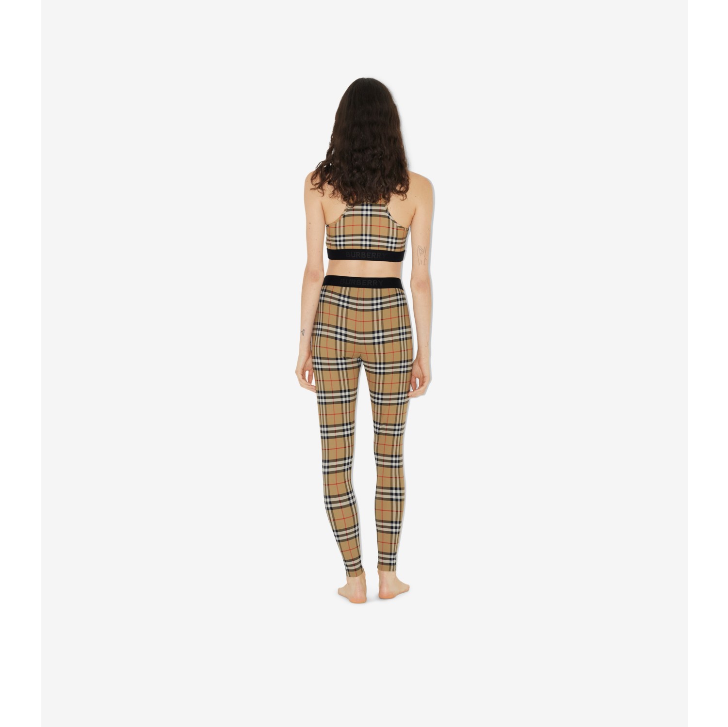 Belvoir Checked Stretch Leggings Burberry Bottoms Pants Yellow