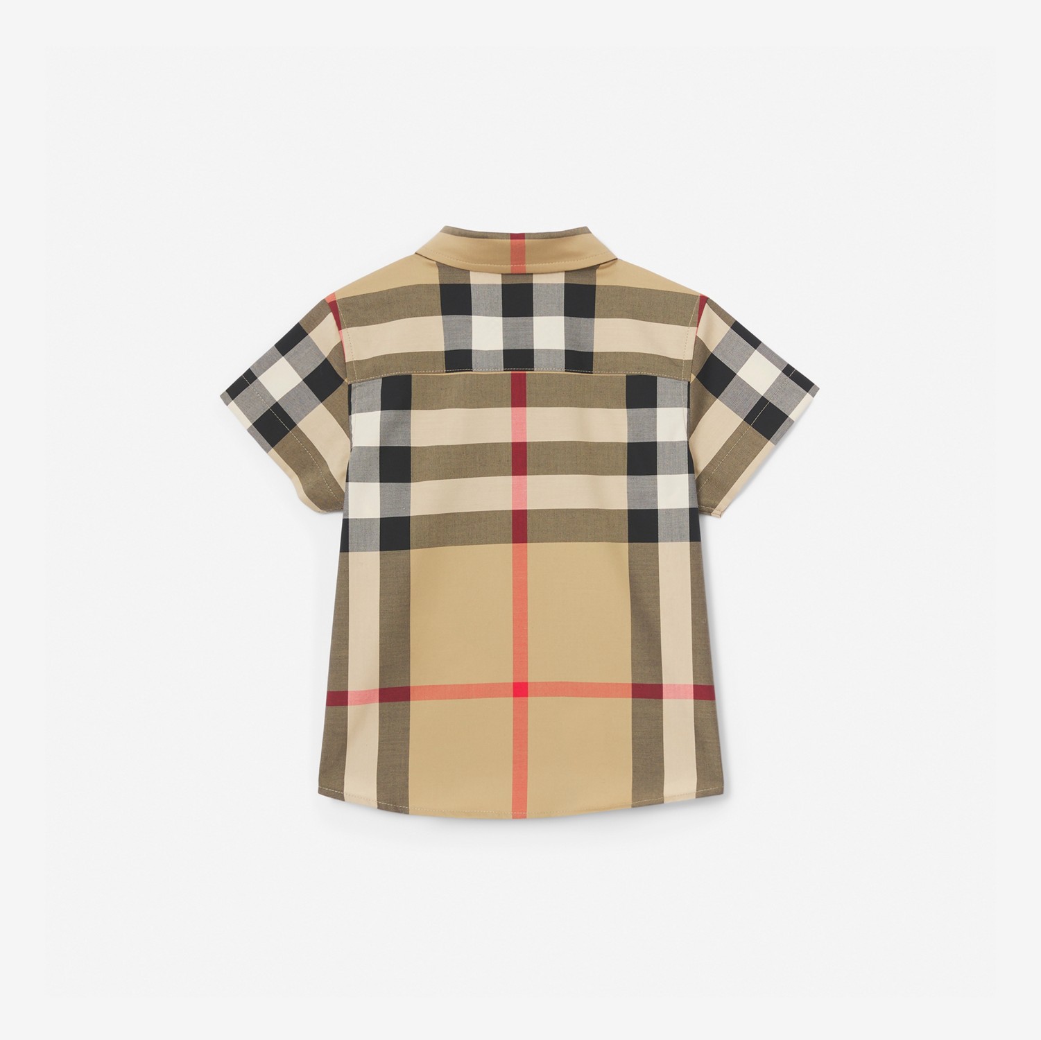 Camisa xadrez de algodão stretch com mangas curtas (Bege Clássico) - Crianças | Burberry® oficial