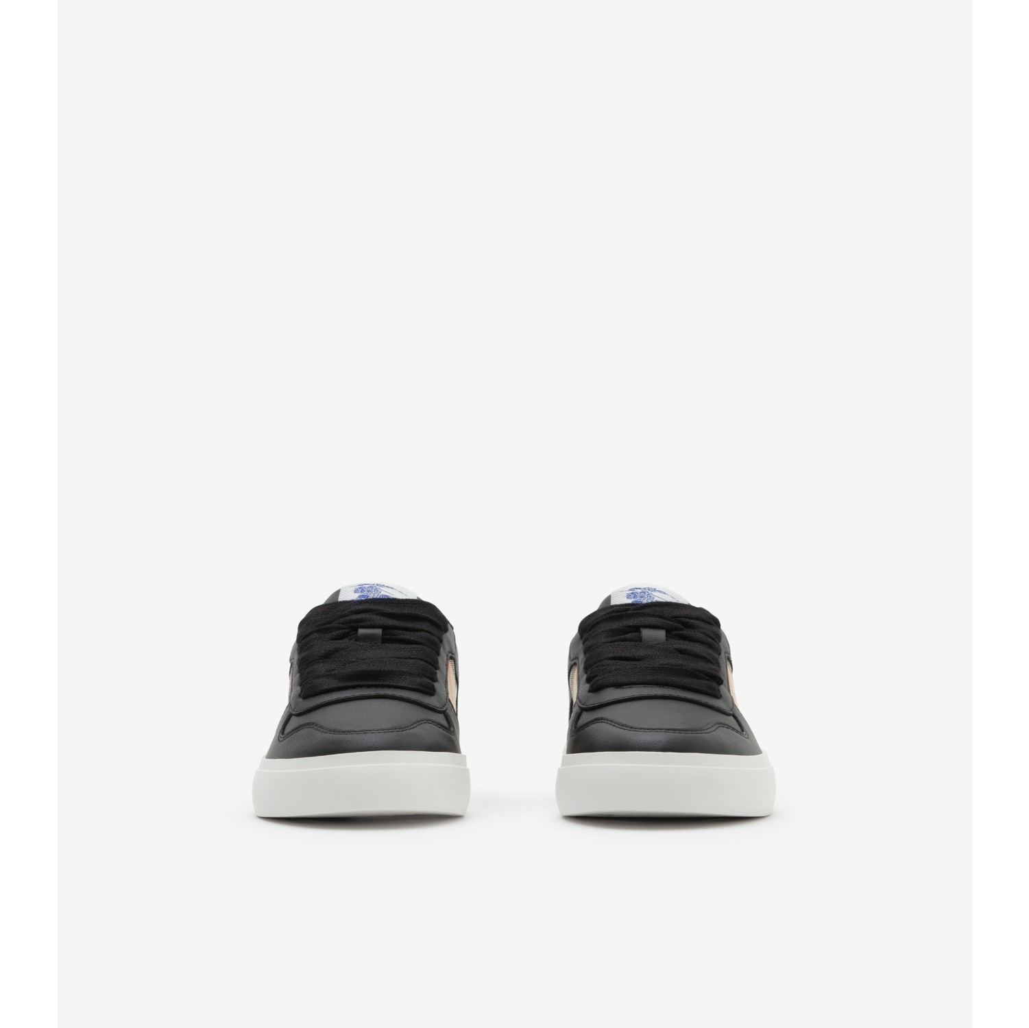 Check and Leather Sneakers