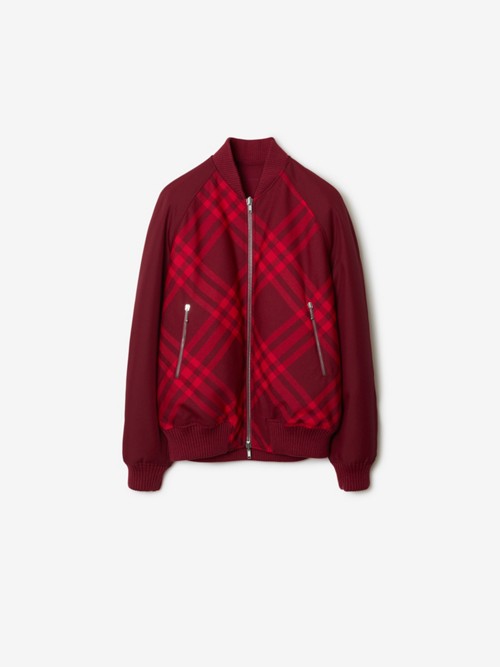 Burberry Reversible Check Bomber Jacket In Red