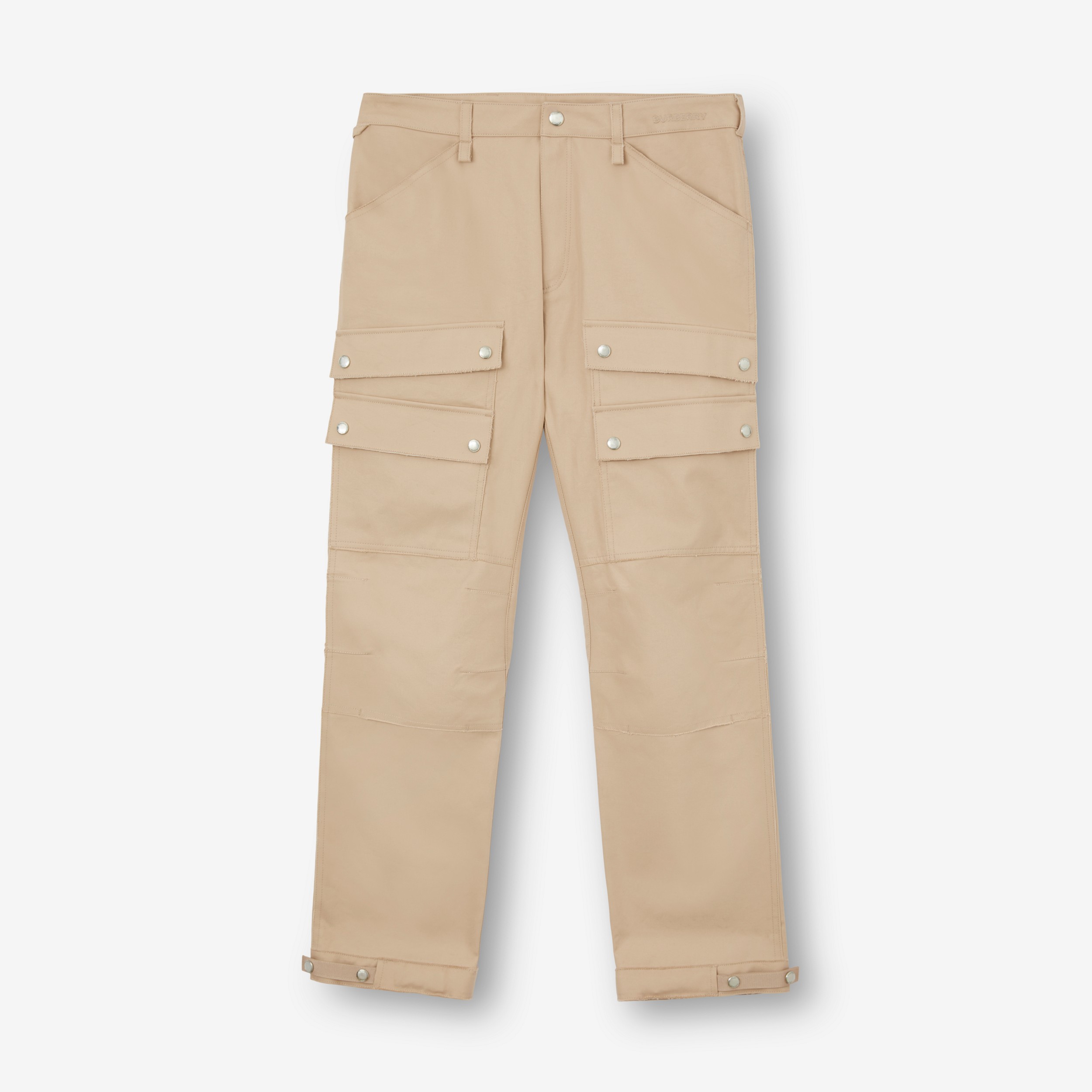 Pantalones cargo en algodón de gabardina con logotipo bordado (Rosa Beige Suave) - Hombre | Burberry® oficial - 1