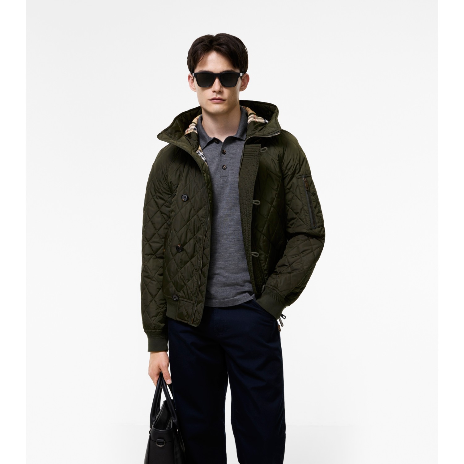 Hooded Quilted Nylon Bomber Jacket