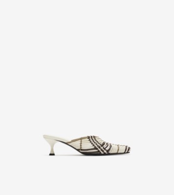 Check Woven Leather Cameo Mules in Light beige - Women | Burberry® Official