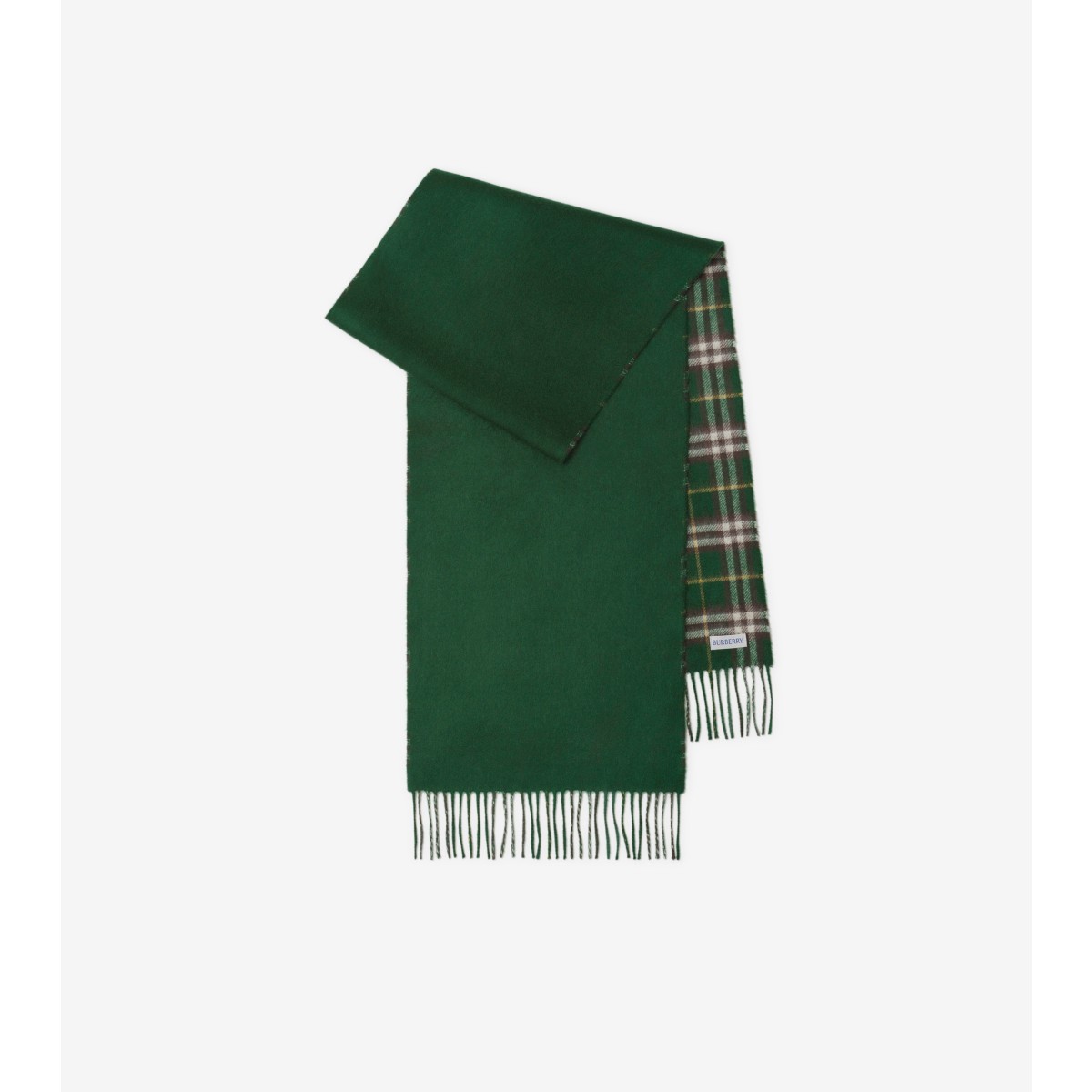 Shop Burberry Reversible Check Cashmere Scarf In Ivy