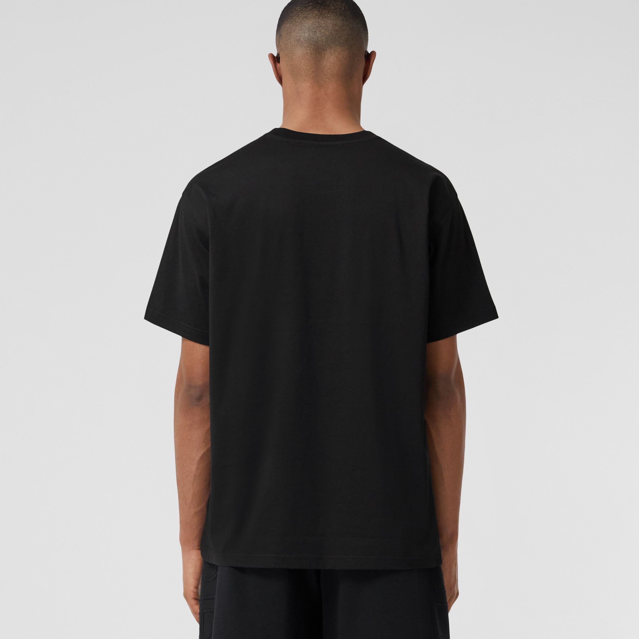 Horseferry Print Cotton Oversized T-shirt in Black - Men | Burberry® Official - 3