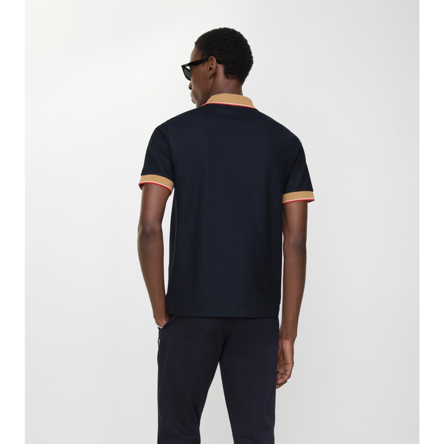 Logo Collar Cotton Polo Shirt in Navy - Men | Burberry® Official