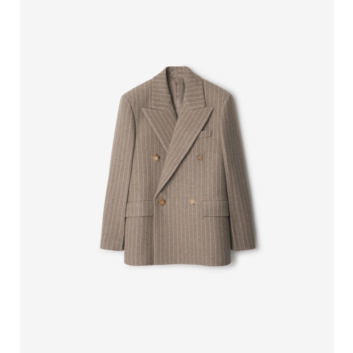 Shop Burberry Pinstriped Wool Tailored Jacket In Mink