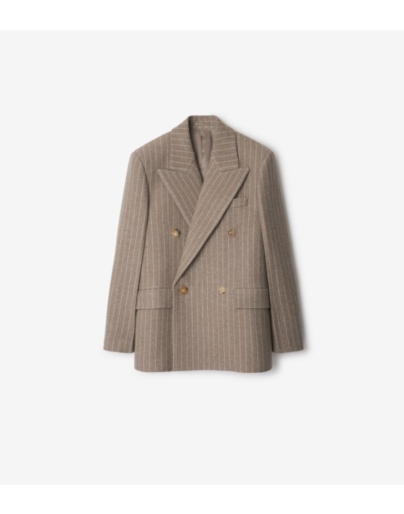Pinstriped Wool Tailored Jacket