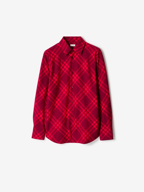 Burberry Check Cotton Shirt In Red