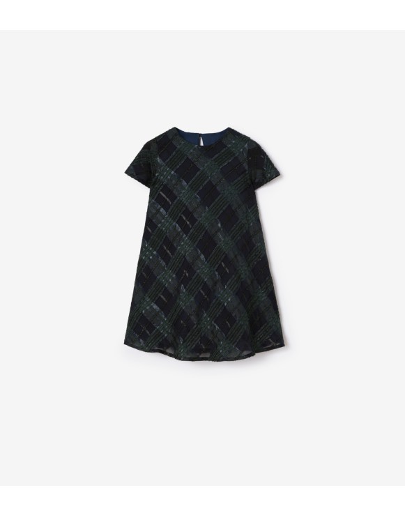Check Silk Blend Dress