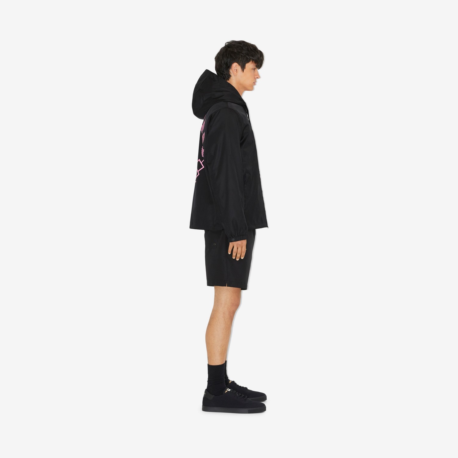 Veste à capuche en nylon avec écusson feuille de chêne (Noir) - Homme | Site officiel Burberry®