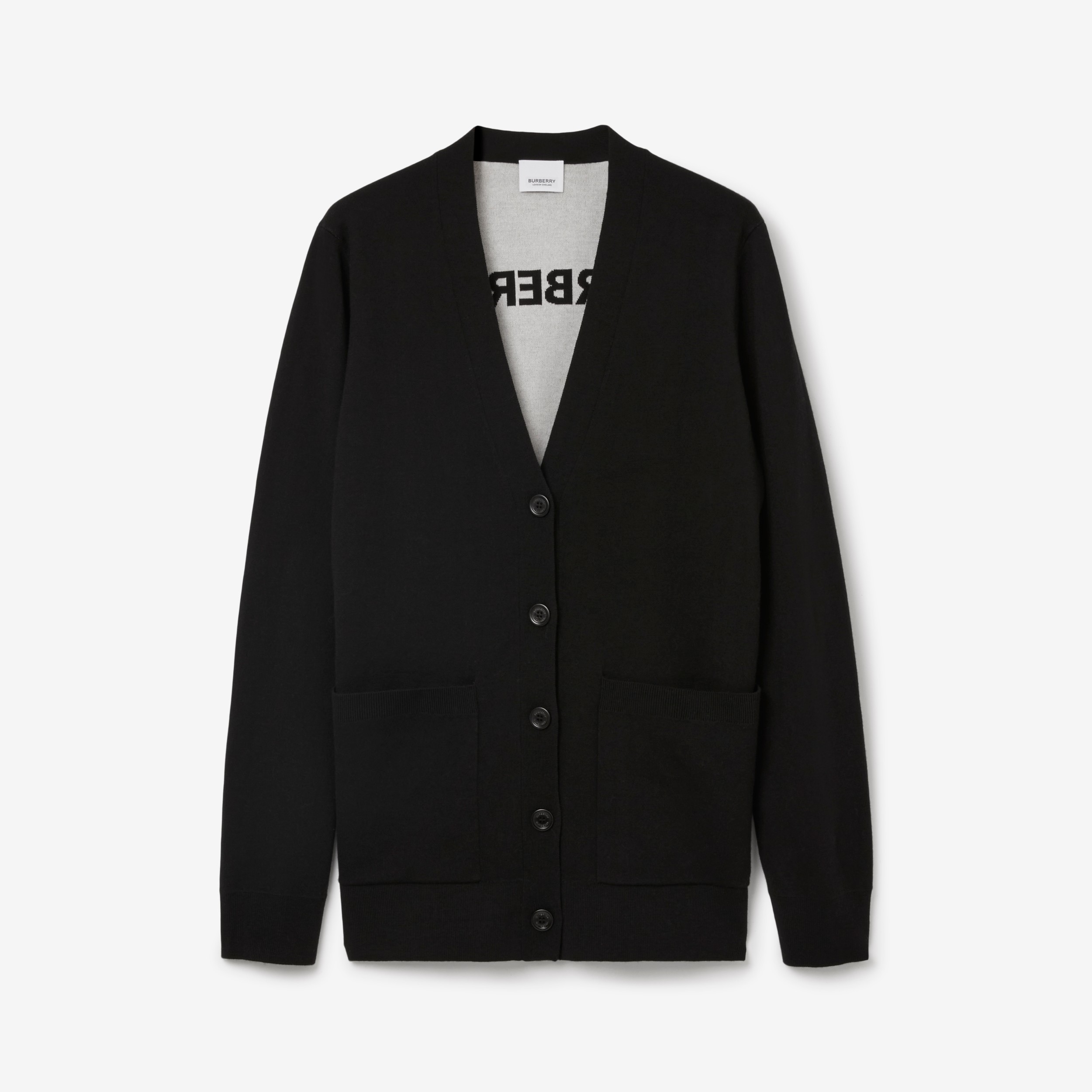 Horseferry Square Wool Blend Jacquard Cardigan in Black - Women | Burberry® Official - 1
