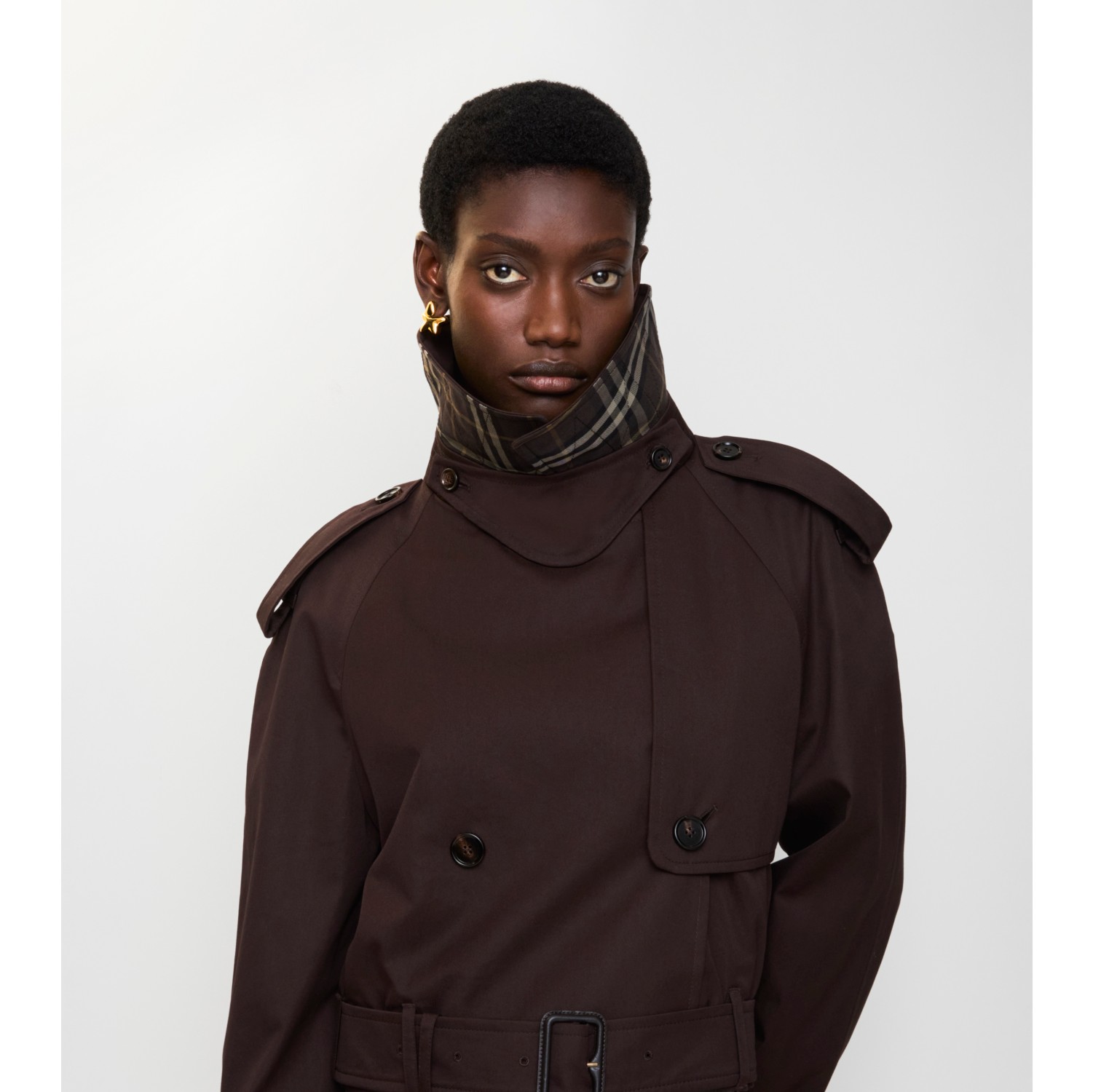 Cropped Gabardine Trench Jacket